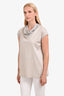 Fabiana Filippi Grey Cotton Beaded Cowl Neck Top Size L