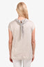 Fabiana Filippi Grey Cotton Beaded Cowl Neck Top Size L