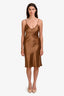 SPRWMN Brown Silk Slip Dress Est. Size Medium