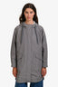 Brunello Cucinelli Grey Nylon Hooded Midi Zip Jacket Size 42