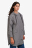 Brunello Cucinelli Grey Nylon Hooded Midi Zip Jacket Size 42
