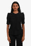 Isabel Marant Black Silk Ruched Quarter Sleeve Top Size 34