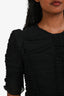 Isabel Marant Black Silk Ruched Quarter Sleeve Top Size 34