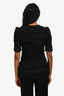 Isabel Marant Black Silk Ruched Quarter Sleeve Top Size 34