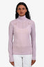 Adam Lippes Purple Cashmere Floral Detail Long Sleeve Turtleneck Sweater Size XS
