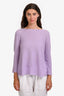 Loro Piana Purple Cashmere/Silk Ribbed Boatneck Sweater Size 42