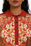 Etro Red Silk Knit Cropped Polo Sweater Size 42