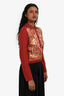 Etro Red Silk Knit Cropped Polo Sweater Size 42