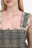 Ganni Beige/Black Check Smocked 'Seersucker' Maxi Dress Size 40