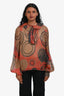 Pre-Loved Chanel™ Brown Multicoloured Silk CC Blouse Size 38