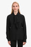 Gucci 2023 Black Silk Bow Detail Blouse Size 46