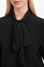 Gucci 2023 Black Silk Bow Detail Blouse Size 46