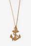 Saint Laurent Gold Toned 'Anchor' Pendant Necklace