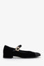 Pre-Loved Chanel™ Black Velvet CC Logo Mary Jane Cap Toe Flats Size 39.5