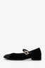 Pre-Loved Chanel™ Black Velvet CC Logo Mary Jane Cap Toe Flats Size 39.5