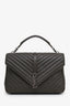 Saint Laurent Green Chevron Leather Medium College Bag With Chain