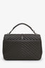Saint Laurent Green Chevron Leather Medium College Bag With Chain