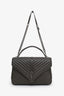 Saint Laurent Green Chevron Leather Medium College Bag With Chain