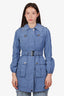 Burberry Blue Belted Lightweight Parka Size US 2