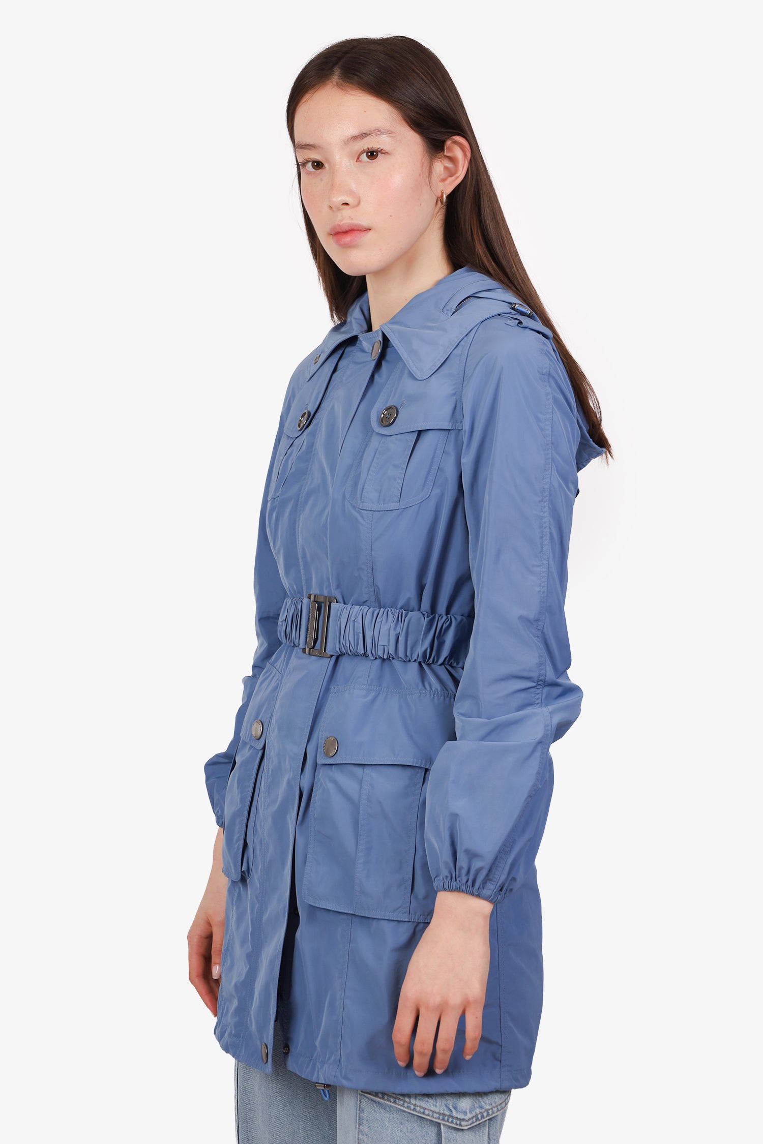Burberry Blue Belted Lightweight Parka Size US 2 – Mine & Yours
