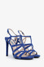 Prada Blue Suede Strappy Ankle Heels Size 36