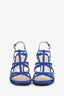 Prada Blue Suede Strappy Ankle Heels Size 36