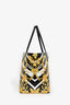 Versace Black Leather Barocco Print Shopper Tote