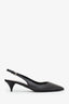 Prada Black Leather Studded Pointed Toe Slingback Size 37.5