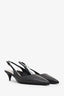 Prada Black Leather Studded Pointed Toe Slingback Size 37.5