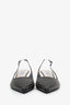 Prada Black Leather Studded Pointed Toe Slingback Size 37.5
