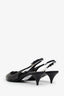 Prada Black Leather Studded Pointed Toe Slingback Size 37.5