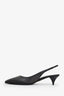 Prada Black Leather Studded Pointed Toe Slingback Size 37.5