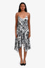 Caroline Constas White/Black Silk Printed Asymmetrical Skirt + Cropped Tank Set Size XS