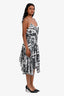 Caroline Constas White/Black Silk Printed Asymmetrical Skirt + Cropped Tank Set Size XS