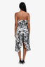 Caroline Constas White/Black Silk Printed Asymmetrical Skirt + Cropped Tank Set Size XS