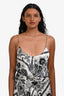 Caroline Constas White/Black Silk Printed Asymmetrical Skirt + Cropped Tank Set Size XS