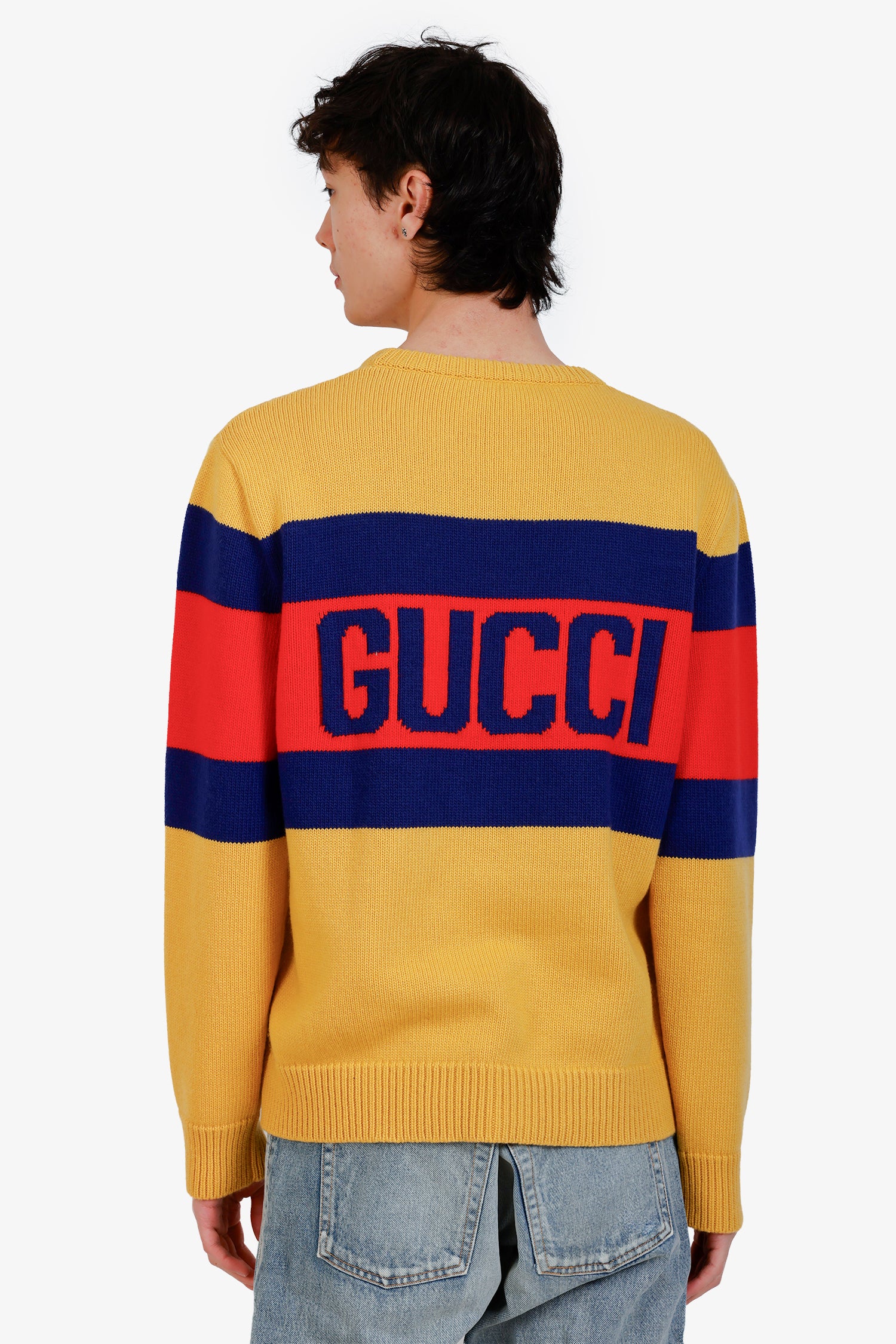 Gucci Yellow/Blue/Red Wool Gucci 100 Sweater Size S Mens – Mine