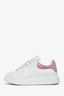 Alexander McQueen White Leather/Pink Croc Embossed Sneakers Size 38.5