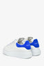 Alexander McQueen White Leather/Electric Blue Suede Sneakers Size 38