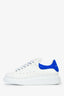 Alexander McQueen White Leather/Electric Blue Suede Sneakers Size 38