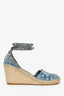 Valentino Blue Denim Canvas/Leather Butterfly Rockstud Espadrilles Size 39