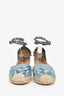 Valentino Blue Denim Canvas/Leather Butterfly Rockstud Espadrilles Size 39