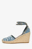 Valentino Blue Denim Canvas/Leather Butterfly Rockstud Espadrilles Size 39