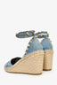 Valentino Blue Denim Canvas/Leather Butterfly Rockstud Espadrilles Size 39