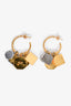 Celine Gold/Silver Logo Hoop Multi Charm Earrings