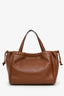 Celine 2024 Brown Leather Triomphe Cabas Drawstring Small Top Handle Bag With Strap