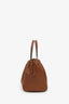 Celine 2024 Brown Leather Triomphe Cabas Drawstring Small Top Handle Bag With Strap