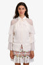 Giambattista Valli Off White Silk Ruffled Long Sleeve Blouse Size 38