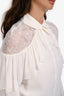 Giambattista Valli Off White Silk Ruffled Long Sleeve Blouse Size 38