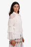 Giambattista Valli Off White Silk Ruffled Long Sleeve Blouse Size 38